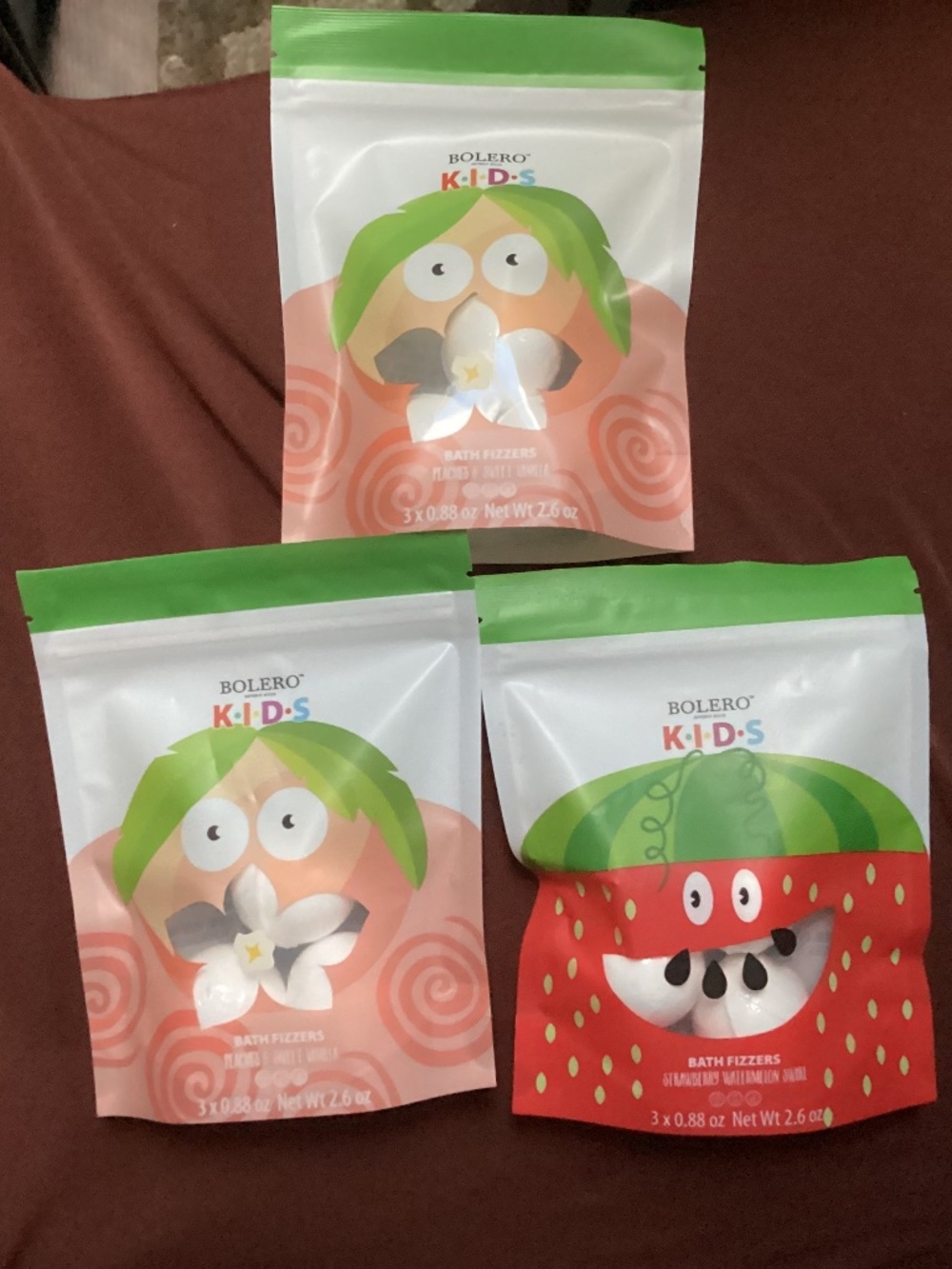 Bolero Kids Bath Fizzers Strawberry Watermelon Bundle 3 pack New Sealed